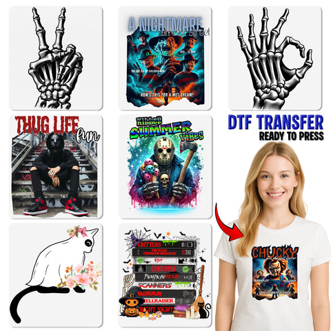 Classic Horror Movie Character Halloween Ready To Press DTF Transfer for Gothic Apparel Fans Shirt