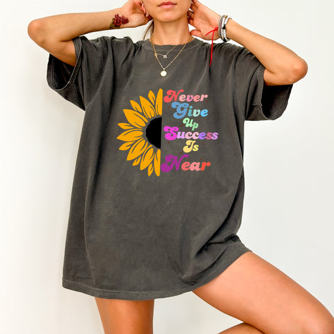 Inspirational Sunflower Retro Groovy DTF Transfer for Uplifting Team Motivational T-Shirts & Apparel