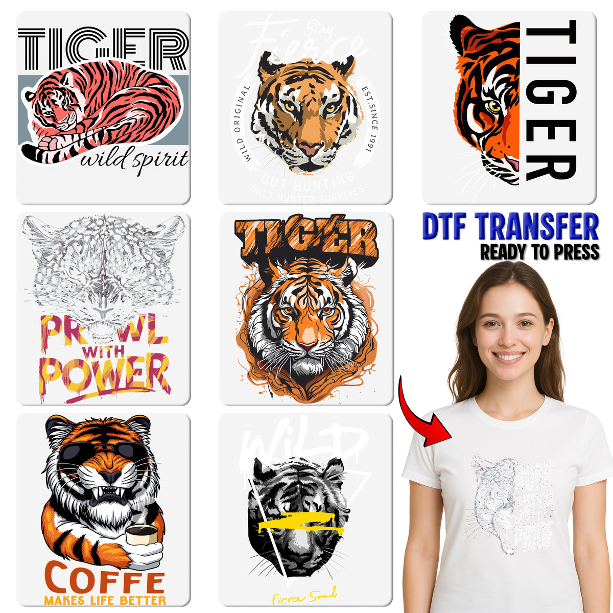 Fierce Tiger Basketball DTF Transfer | Retro Sports Spirit Iron-On for School Teams & Fans | Motivational Game Day Apparel