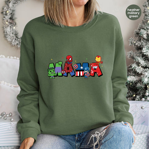 Cute Superhero MAMA DTF Transfer for Mother's Day Family Matching Iron-On T-Shirt or Sweatshirt