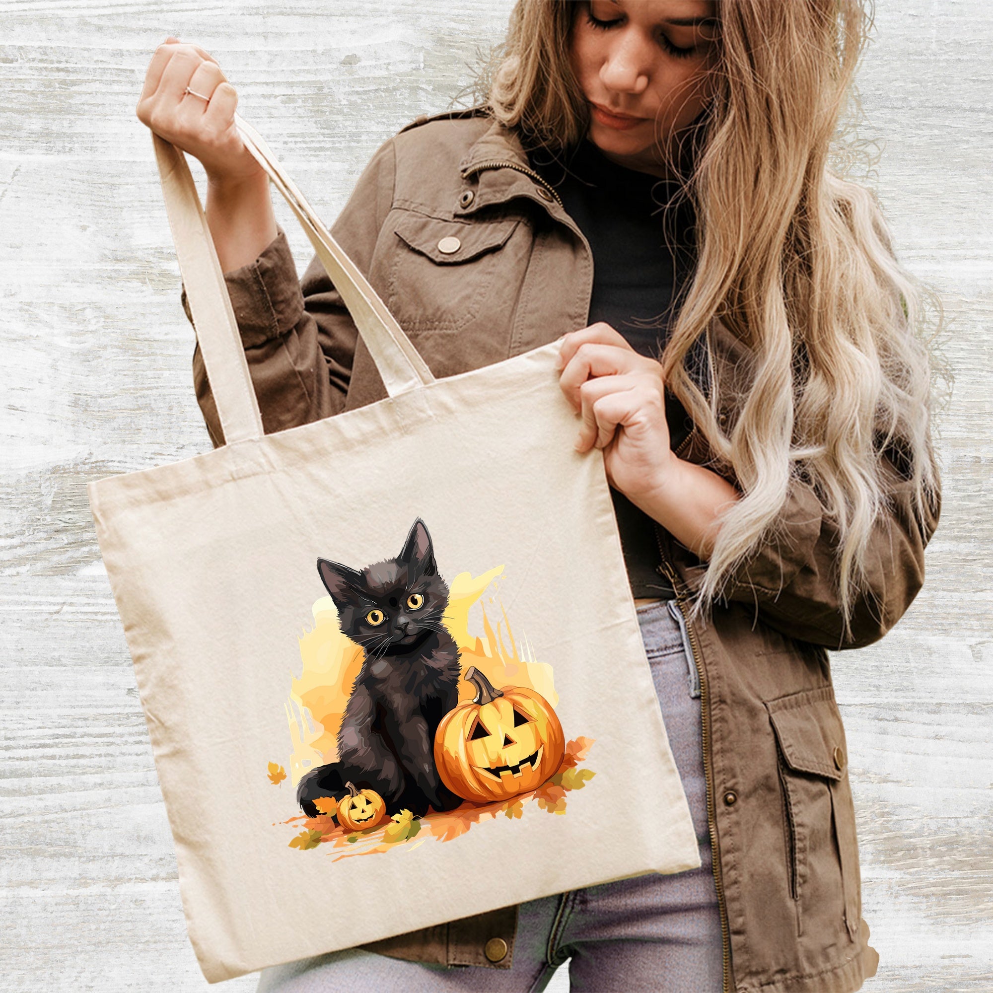 Cute Halloween Black Cat & Pumpkin DTF Transfer - Ready to Press Iron-On for Spooky Kids & Adult Apparel