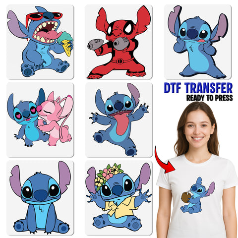 Cute Group Cartoon Character DTF Transfer Ready To Press for Fun Family Reunion & Party Apparel