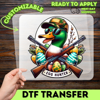 Funny Hunting Easter Iron-On DTF Transfer for T-Shirt - Duck Hunting Humor Design - Ready to Press Apparel for Hunters & Outdoor Enthusiasts