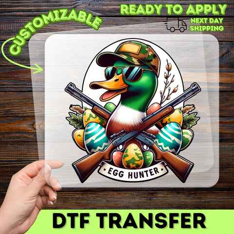 Funny Hunting Easter Iron-On DTF Transfer for T-Shirt - Duck Hunting Humor Design - Ready to Press Apparel for Hunters & Outdoor Enthusiasts