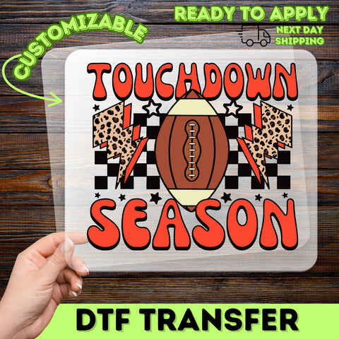 Football Touchdown Season DTF Transfer Cute Retro Ready To Press Iron-On Sports Apparel for Game Day Shirts