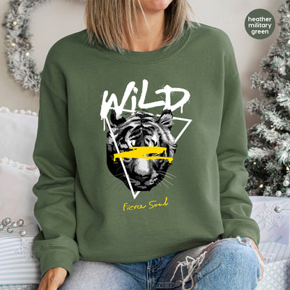 Fierce Soul Wild Tiger DTF Transfer Iron-On for Adventure Enthusiast Apparel, Bold Graphic Tee Perfect for Nature Lovers