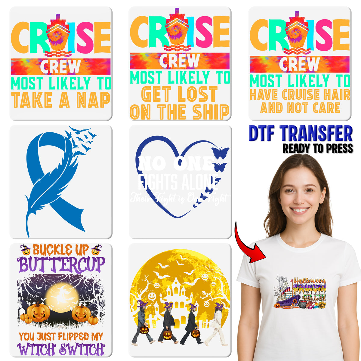 Funny Cruise Crew DTF Transfer for Group Vacation Apparel - Bold Nautical Humor Ready to Press Iron-On T-Shirt