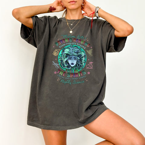 Mystical Gothic Psychic Reading Halloween Madame Leota DTF Transfer for Witchy Tarot Enthusiasts & Spooky Apparel