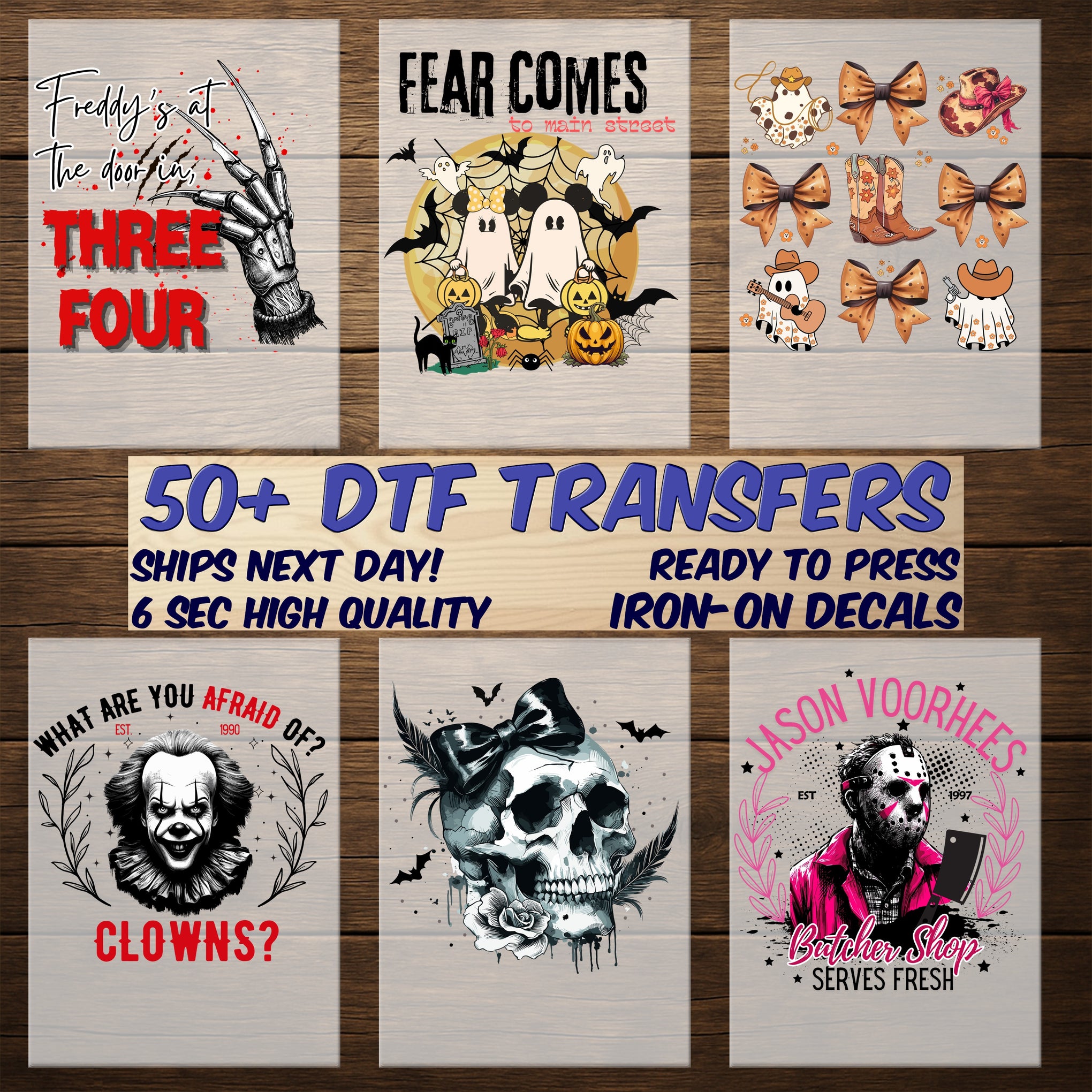 Cute Halloween mummy characters DTF transfer for kids t-shirt, funny spooky pumpkins & bats iron-on, family holiday apparel