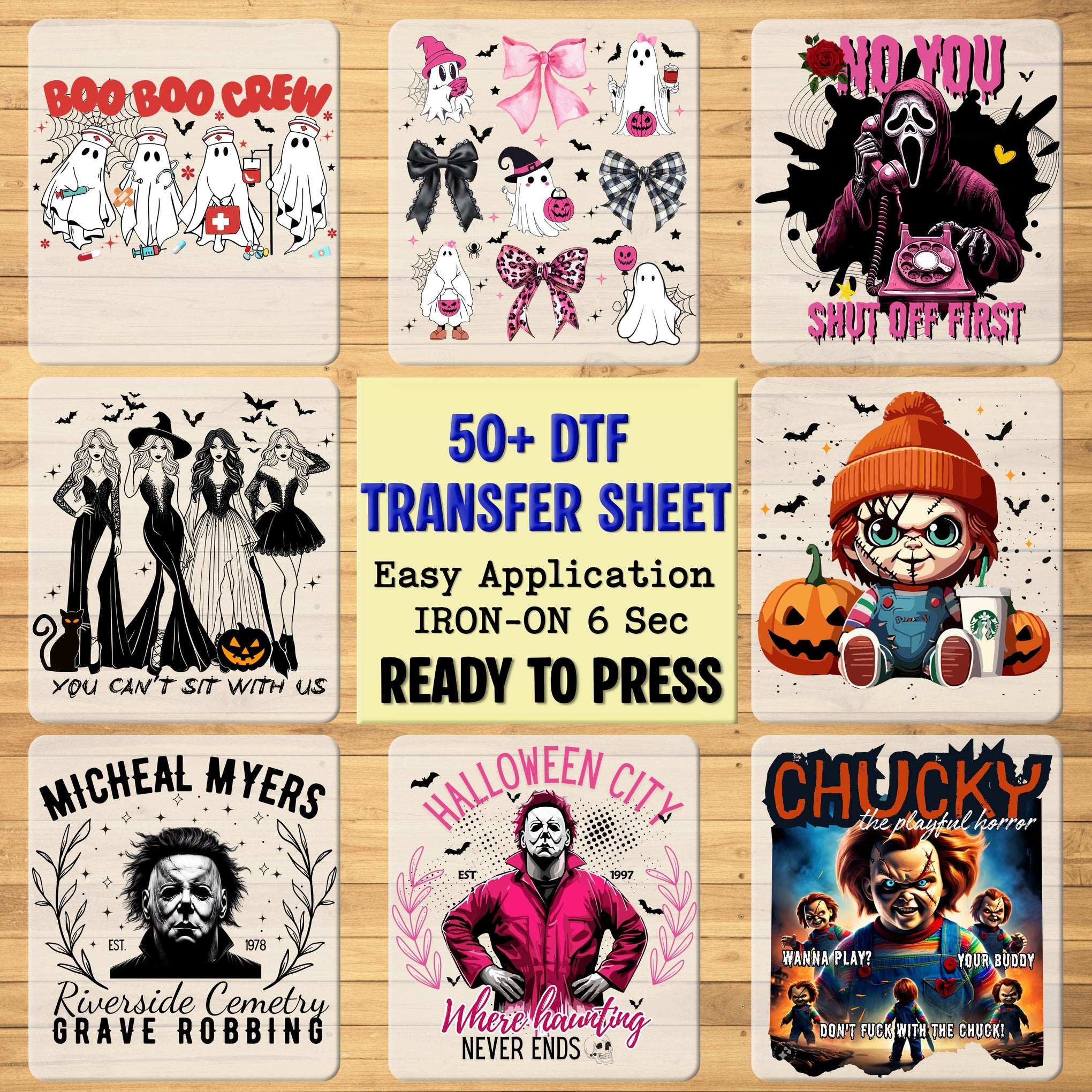 Cute Disney Halloween Character DTF Transfer, Ready To Press for Family Apparel, Kids Shirt, Fun Halloween Iron-On