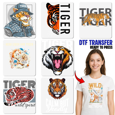 Exotic Floral Tiger DTF Transfer Nature Lovers Ready To Press T-shirt Design, Botanical Wildlife Adventure Shirt, Safari Theme Apparel