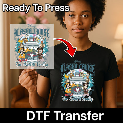 Disney Alaska Cruise 2025 Cute Family DTF Transfer Ready To Press for T-Shirts & Hoodies
