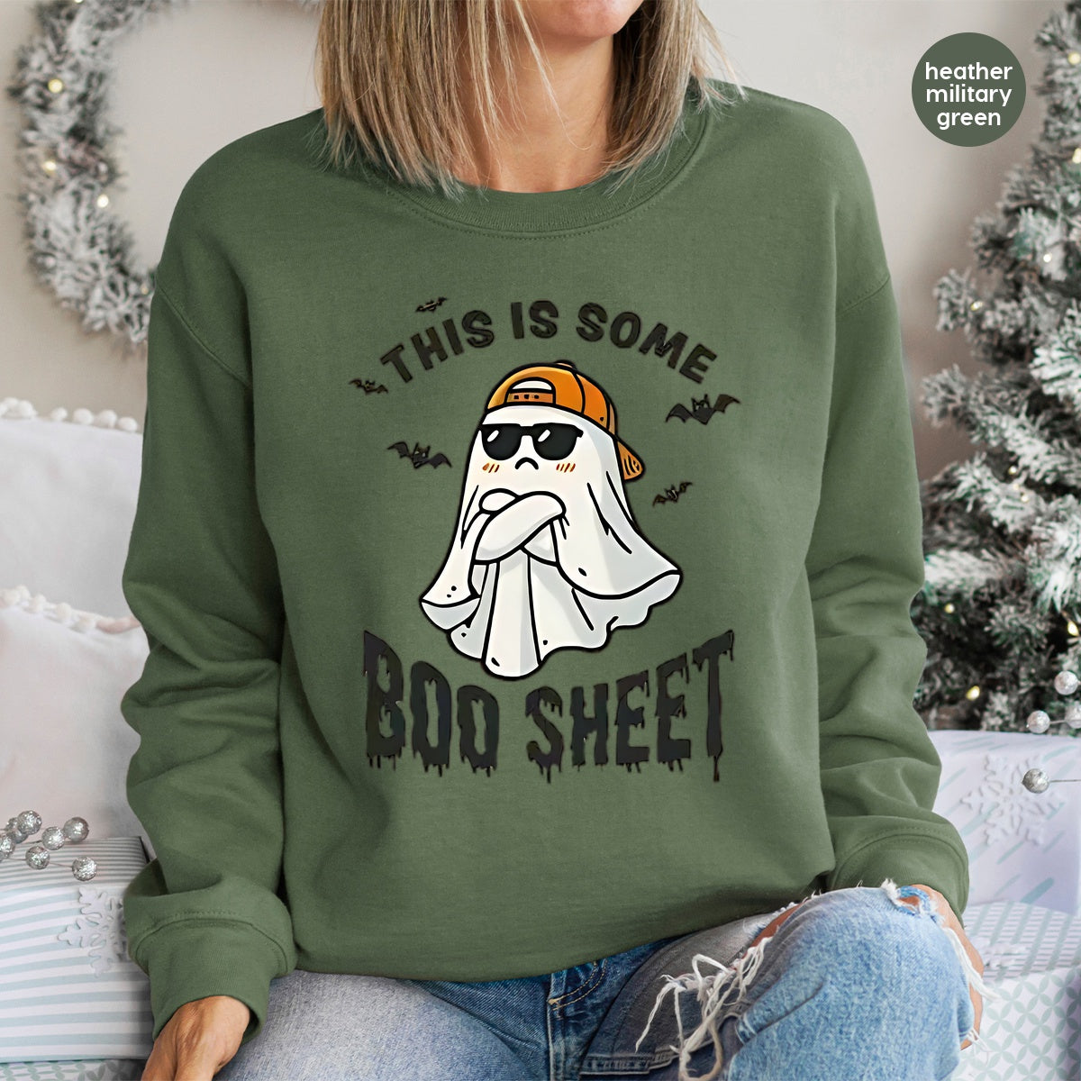 Funny Ghost Halloween Iron-On DTF Transfer, Ready To Press Boo Sheet Shirt Apparel for Teens & Adults