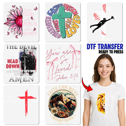 Christian Faith DTF Transfer for Cute Religious Apparel, Ready to Press Pink Cross & Butterfly Shirts for Church Events & Gatherings