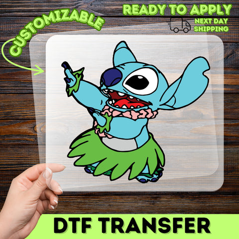 Colorful Tropical Party Character DTF Transfer Ready To Press Hawaiian Beach Theme Apparel for Group Fun