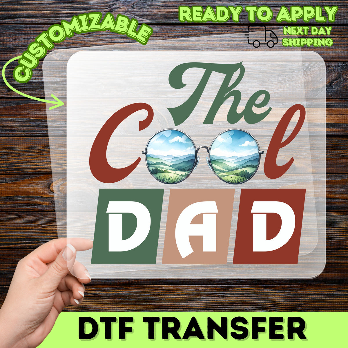 Cool Dad Father's Day Gift Funny Outdoor Style DTF Transfer Iron-On T-shirt Sweatshirt for Trendy Modern Hipster Dads