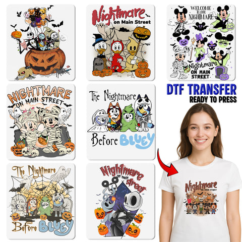 Cute Halloween DTF Transfer for Family & Friends Night Out Shirts - Ready To Press Iron-On Cartoon Trick or Treat Apparel