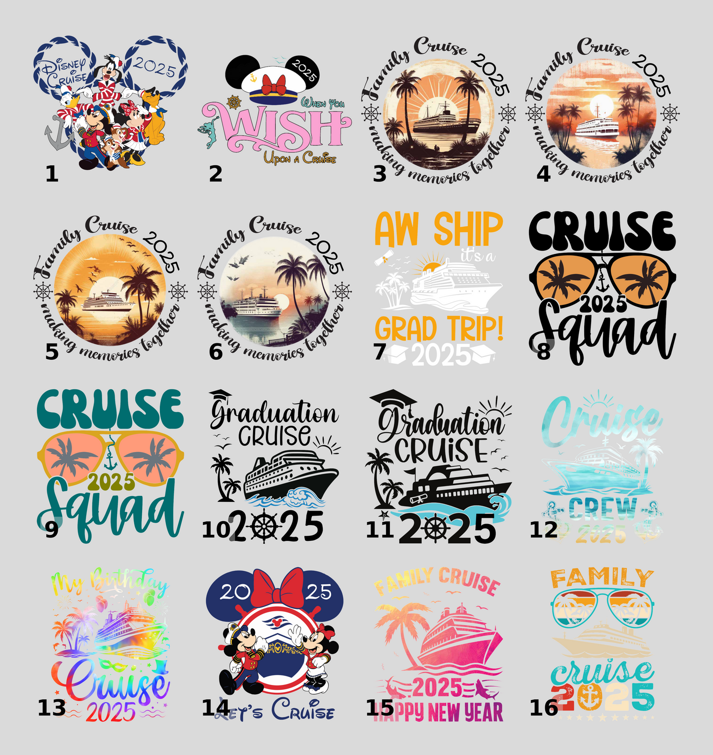 Tropical Birthday Cruise 2025 Ready To Press DTF Transfer for Celebration T-Shirts & Apparel