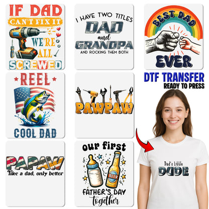 Bold Family Celebration DTF Transfer Iron-On Ready To Press DAD & GRANDPA T-Shirt Father's Day & Family Reunion Gift