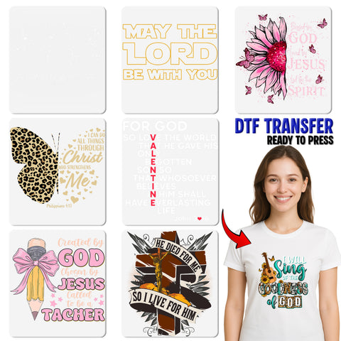 Inspirational Religious Iron-On DTF Transfer Sunflower & Butterflies for Women's Spiritual Apparel