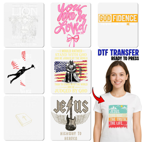 Christian Patriotic DTF Transfer for Shirts - One Nation Under God Religious Faith American Flag Iron-On - Ready To Press for Fourth of July