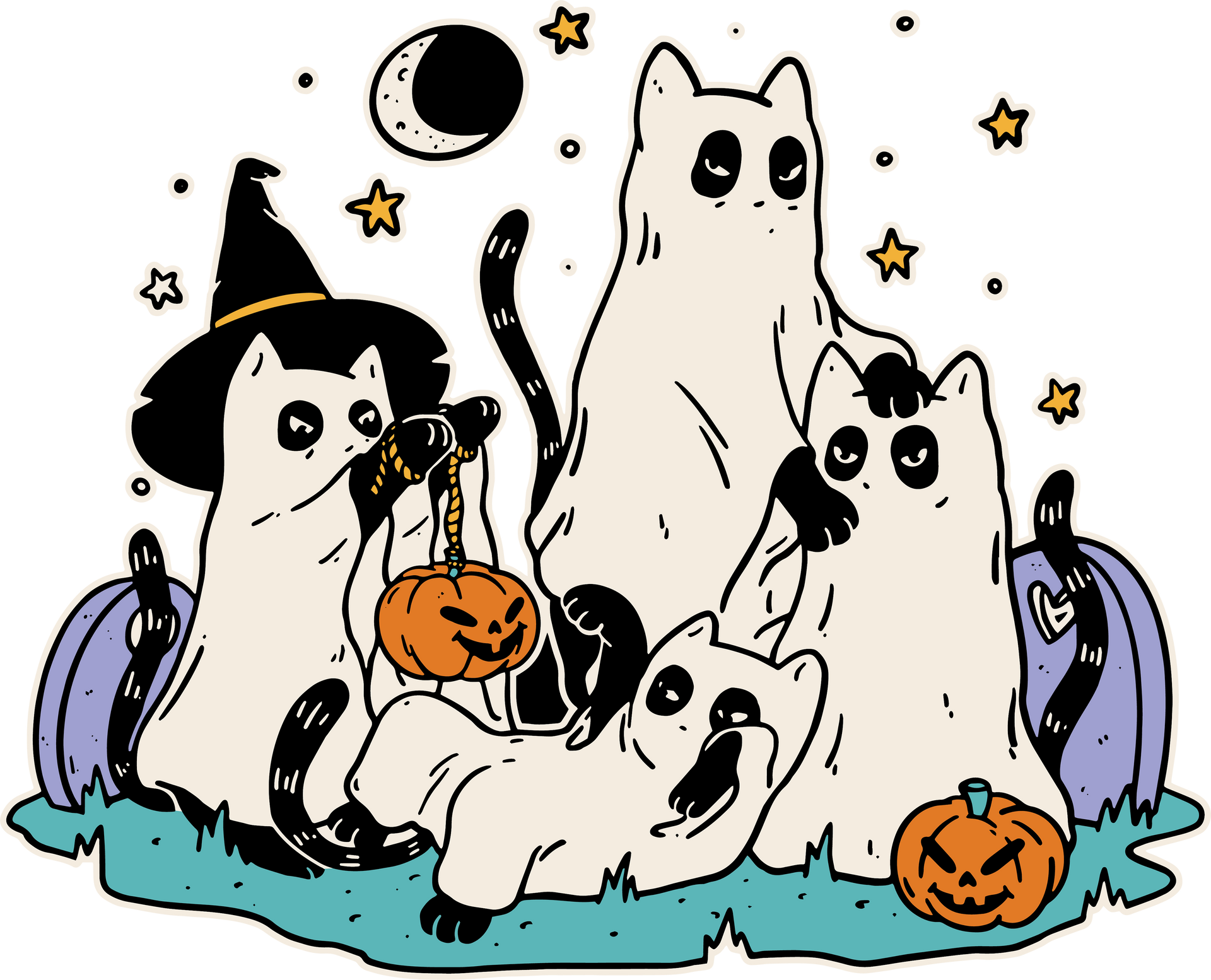 Halloween Shirt, Funny Cat Tshirt, Spooky Season Sweatshirt, Ghost Youth T-Shirt, Pumpkin Graphic Tees, Cute Kids Clothing, Gift for Cat Dad