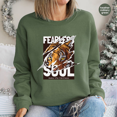 Bold Motivational Tiger DTF Transfer for Gym Apparel & Fearless Soul Adventure Tees