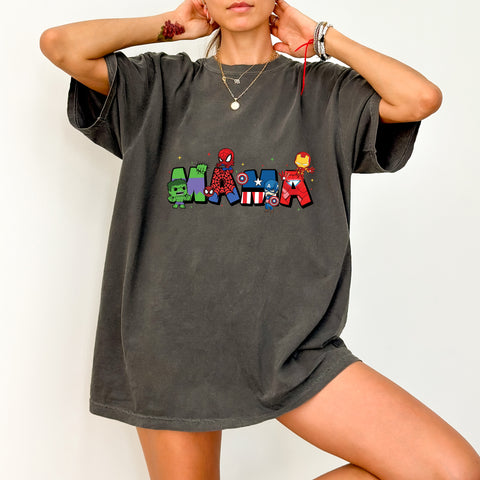 Cute Superhero MAMA DTF Transfer for Mother's Day Family Matching Iron-On T-Shirt or Sweatshirt