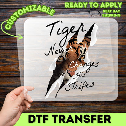 Iron-On Animal Strength & Empowerment Tiger DTF Transfer for Adventure Apparel & Wildlife Lovers Shirts