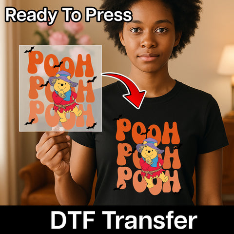 Cute Halloween Scarecrow DTF Transfer for Funny Retro T-Shirt | Nostalgic Cartoon Fall Iron-On for Family Apparel & Ready To Press
