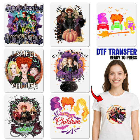 Funny Halloween Coffee DTF Transfer, Hocus Pocus Iron-On for T-Shirt, Cute Retro Pumpkin Design, Ready To Press DTF