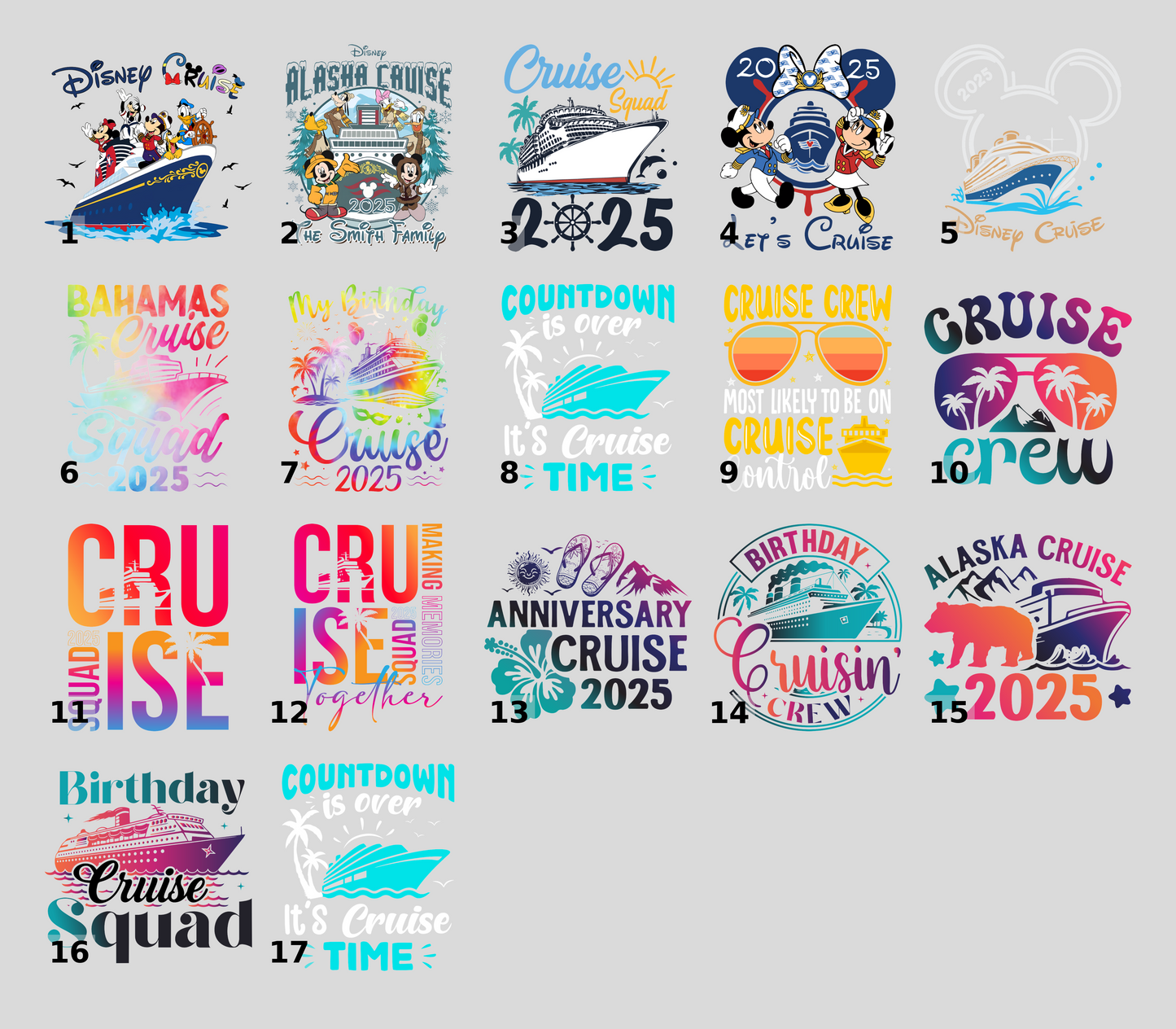 Vibrant Cruise Crew 2025 DTF Transfer for Group Vacation T-shirt, Fun Nautical Iron-On Ready To Press Tropical Tees