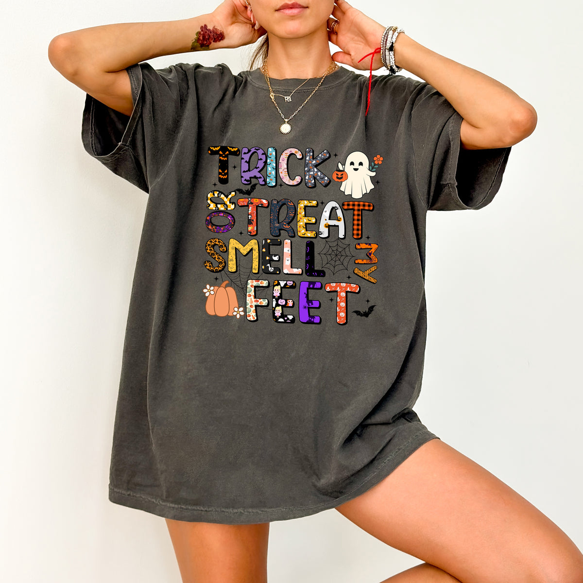 Funny Halloween DTF Transfer Trick or Treat Smell My Feet Iron-On for Family & Kids T-Shirts