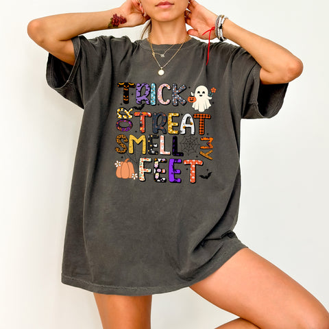Funny Halloween DTF Transfer Trick or Treat Smell My Feet Iron-On for Family & Kids T-Shirts