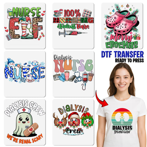 Santa's Favorite Nurse DTF Transfer for Funny Christmas Nurse Apparel, Ready to Press Iron-On Holiday T-Shirt Gift