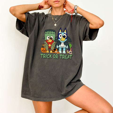 Cute Halloween Animal DTF Transfer: Ready to Press Trick or Treat Iron-On for Kids' Shirts & Family Outfits