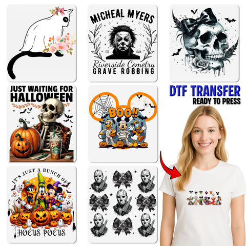 Gothic Skull with Roses & Bows DTF Transfer | Halloween Iron-On for Alternative Fashion Apparel