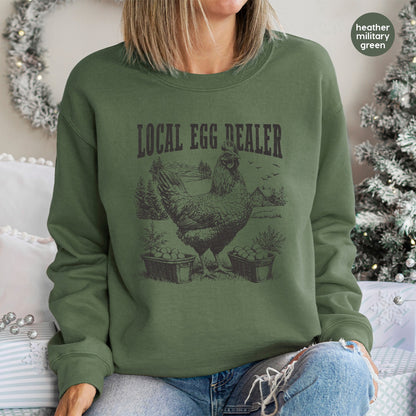 Local Egg Dealer Funny Rustic Farm Chicken DTF Transfer for T-Shirts & Apparel - Ready to Press Iron-On for Farm Enthusiasts