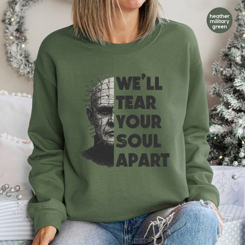 Edgy Halloween Horror Character DTF Transfer Shirt - We'll Tear Your Soul Apart - Ready To Press for Gothic Apparel