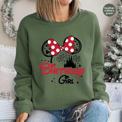 Cute Birthday DTF Transfer for Family T-shirt with Disney-Inspired Red & White Polka Dot Bow