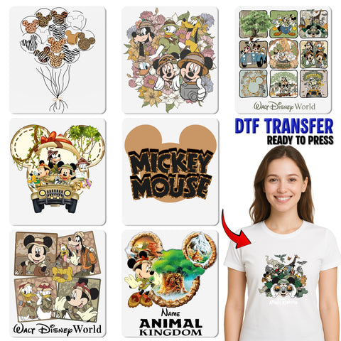 Safari Adventure Animal Kingdom DTF Transfer, Ready To Press T-shirt Design for Family & Kids Theme Park Outing