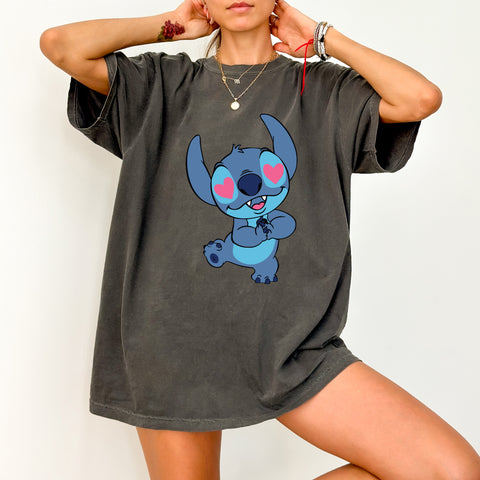 Cute Alien with Heart Eyes DTF Transfer, Adorable Love Character, Ready To Press Iron-On for T-Shirts & Apparel