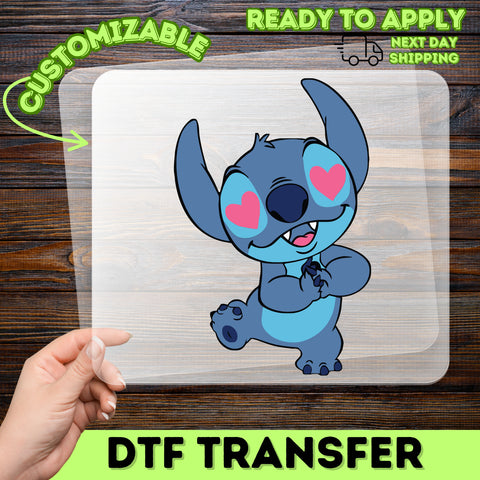 Cute Alien with Heart Eyes DTF Transfer, Adorable Love Character, Ready To Press Iron-On for T-Shirts & Apparel