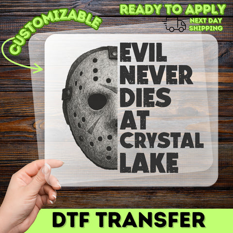Ready To Press DTF Transfer Horror Movie Jason Mask Crystal Lake Halloween T-Shirt Retro Slasher Film Apparel Gift