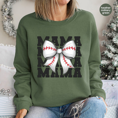 Cute Baseball Bow DTF Transfer for Mom T-shirt, Ready to Press Apparel for Sports Mama, Game Day Family Shirt
