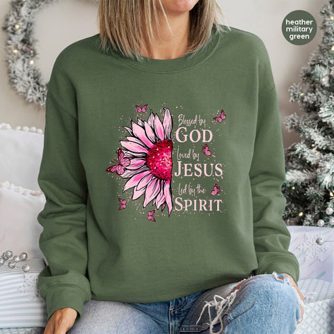 Inspirational Religious Iron-On DTF Transfer Sunflower & Butterflies for Women's Spiritual Apparel