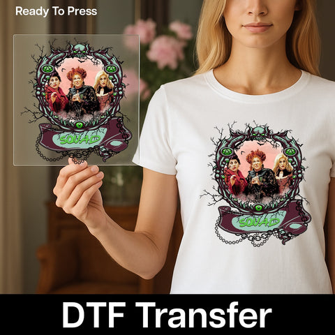 Halloween Witch Group Unity DTF Transfer - Cute & Spooky Ready To Press Iron-On for Best Friends T-Shirt or Sweatshirt