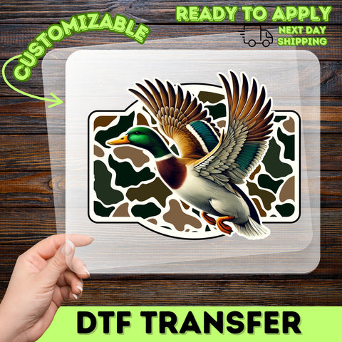 Realistic Flying Duck DTF Transfer for Outdoorsmen T-Shirt & Hunting Enthusiasts Apparel