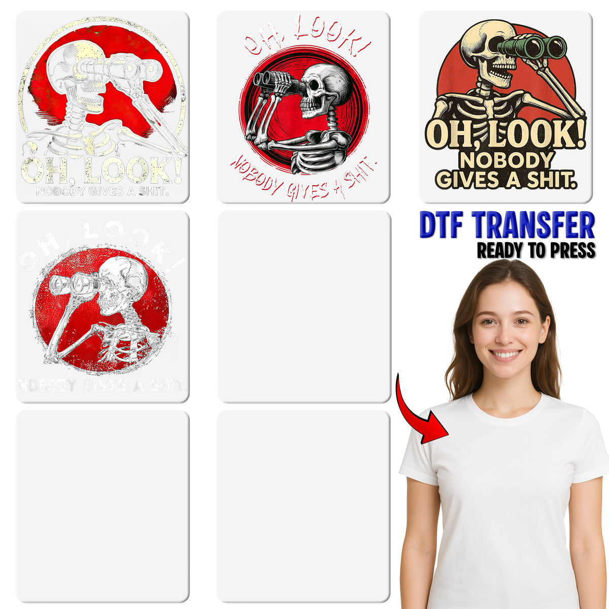 Funny Halloween Skeleton DTF Transfer, Sarcastic Humorous Design, Ready to Press Iron-On for T-Shirt & Sweatshirt, Edgy Halloween Apparel