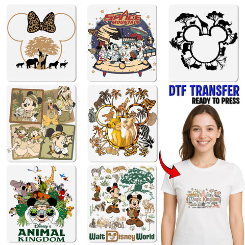 Fun Group Safari Cartoon DTF Transfer - Cute Tropical Adventure Iron-On for Family Vacations & Disney Fans Apparel